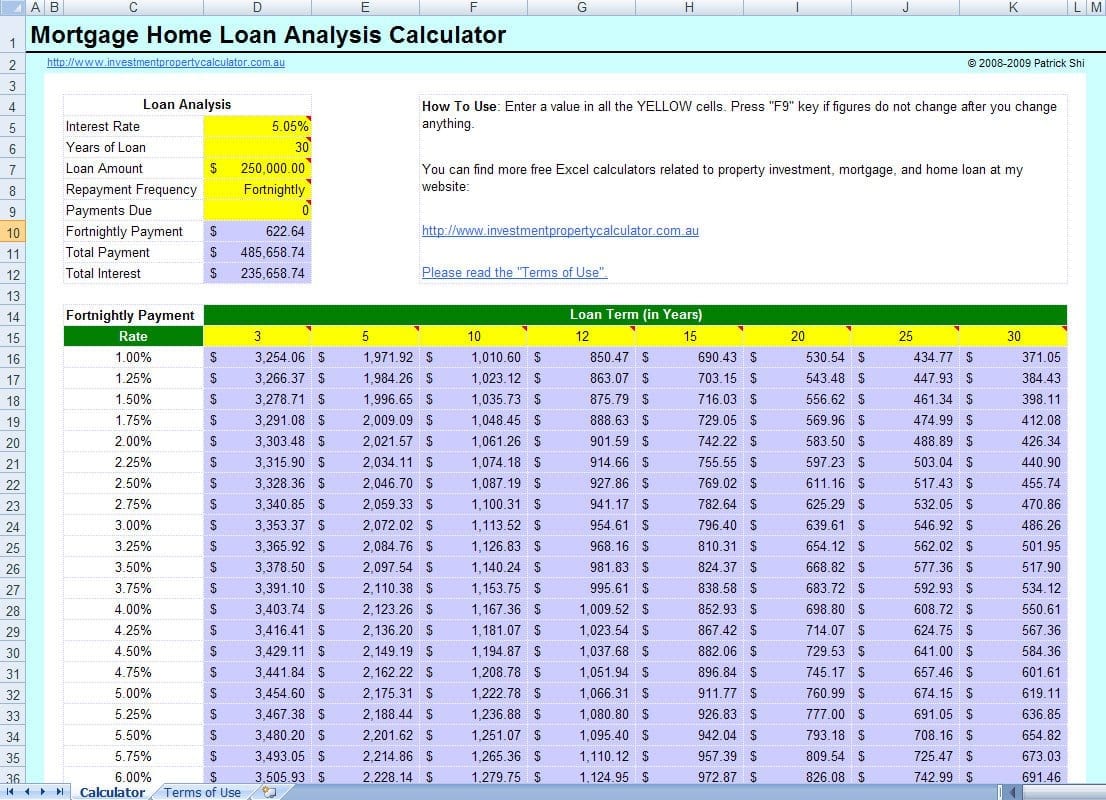 Free Excel Loan Spreadsheet
