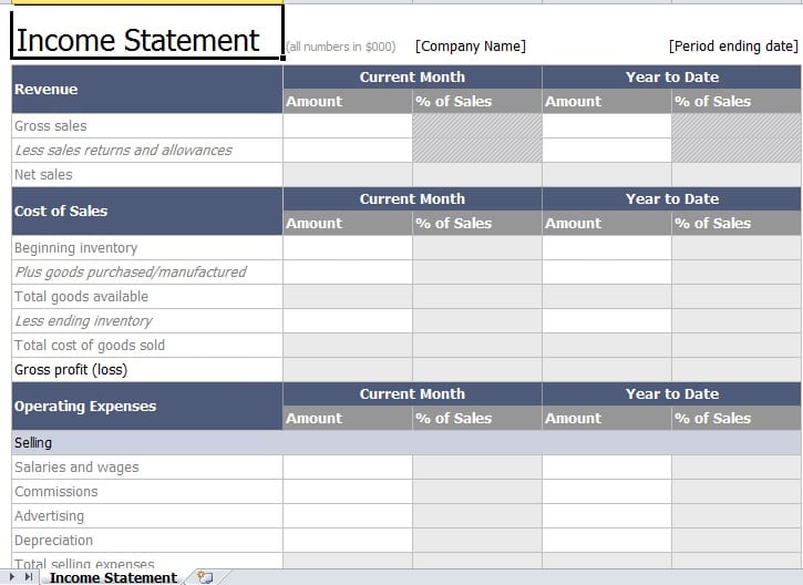 Income Statement Creator