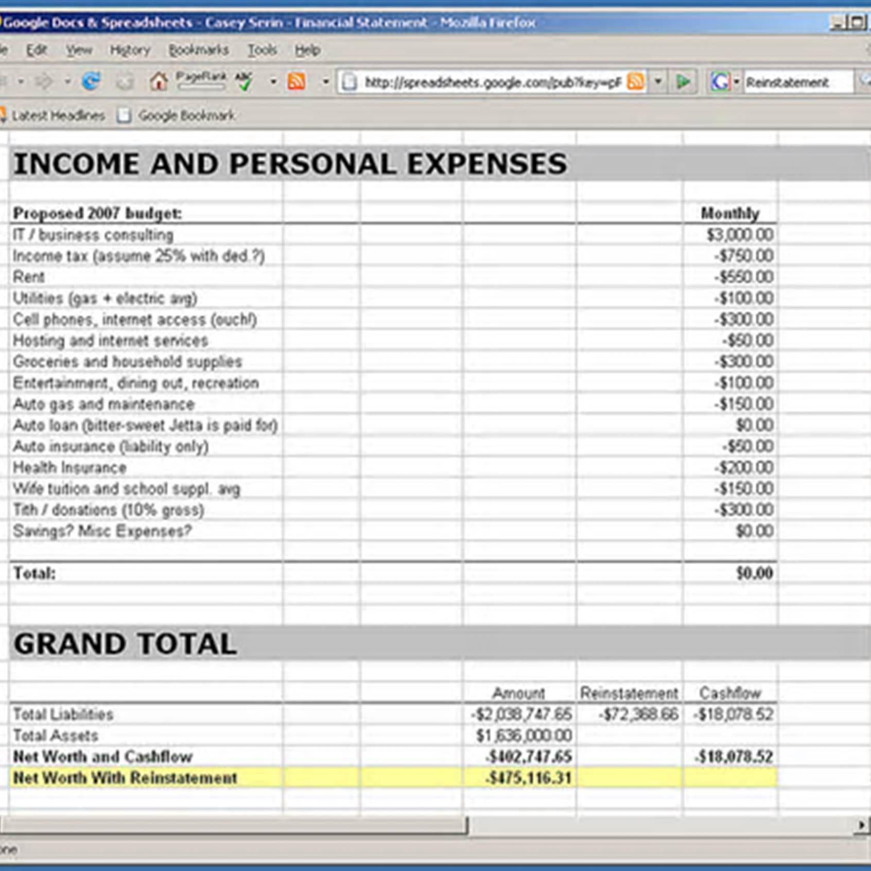 Income Statement Worksheet excelxo com