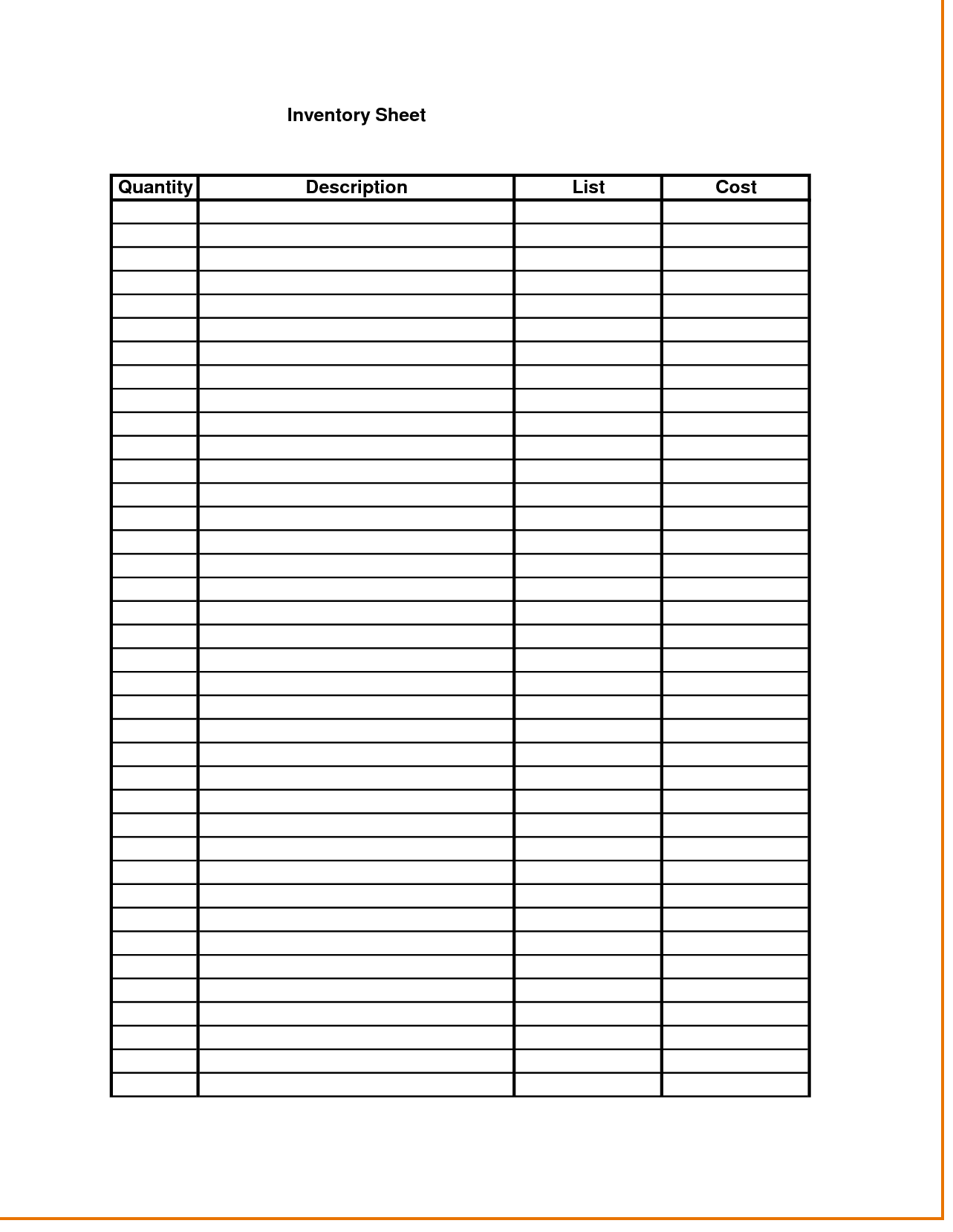 inventory control template with count sheet 1 —