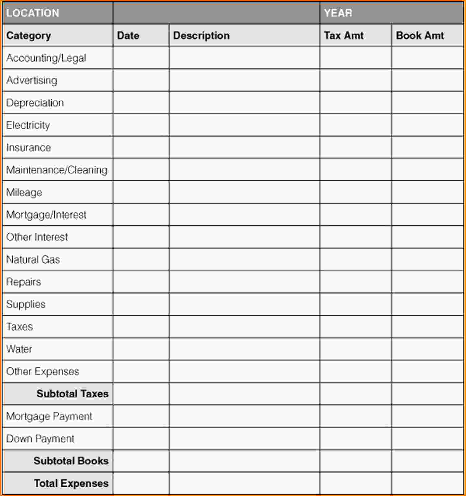 microsoft excel bookkeeping template