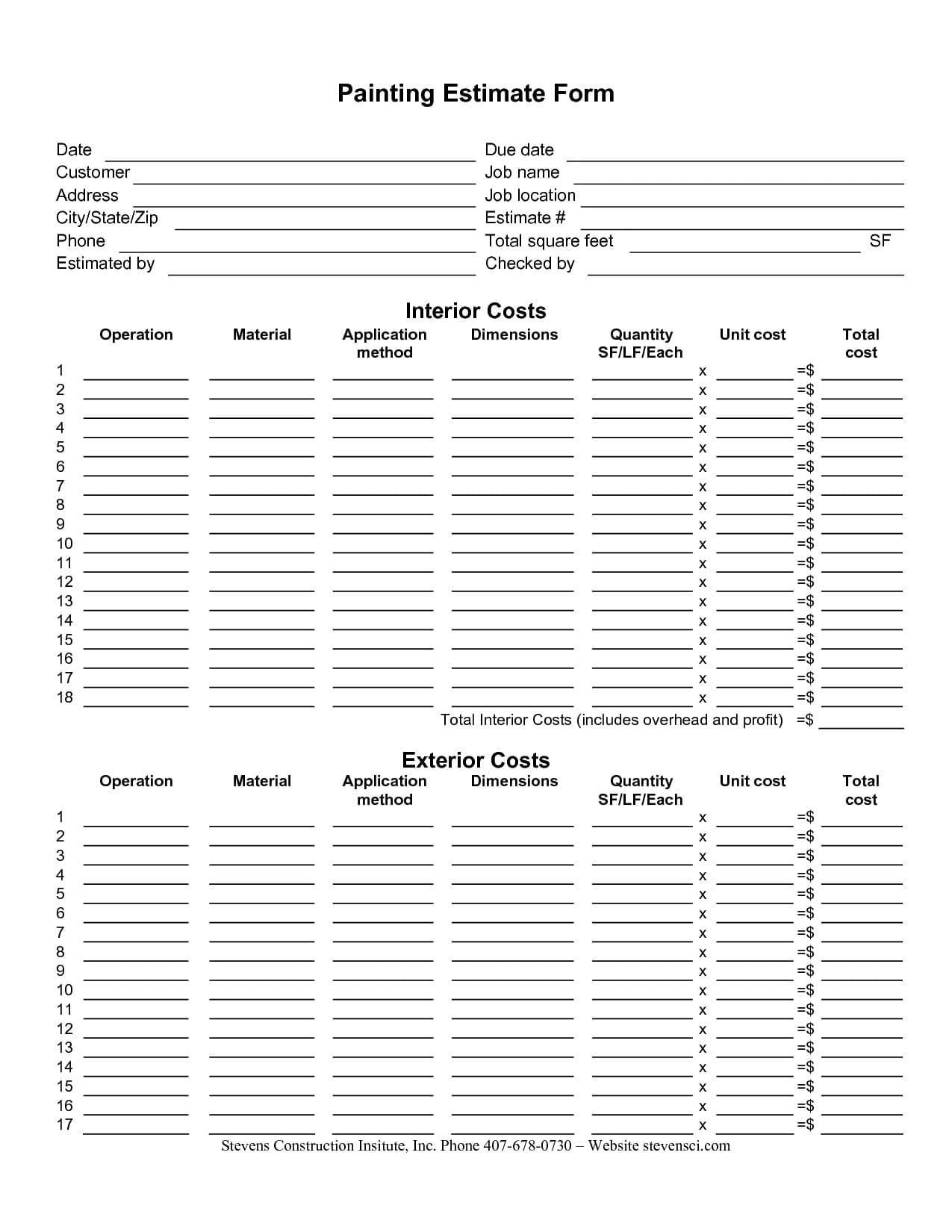 Project Cost Estimate Excel Template