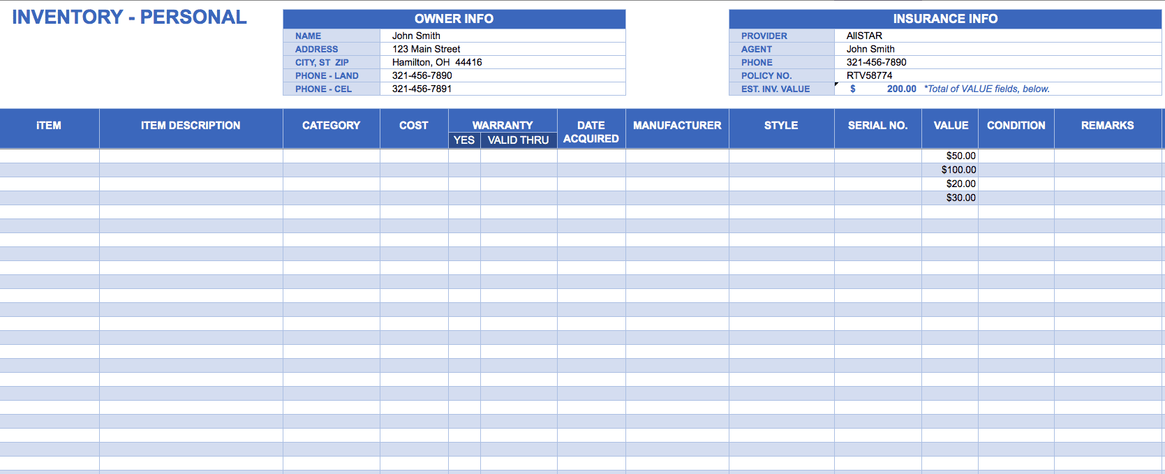 Inventory Tracking Spreadsheet Template Free — excelxo.com