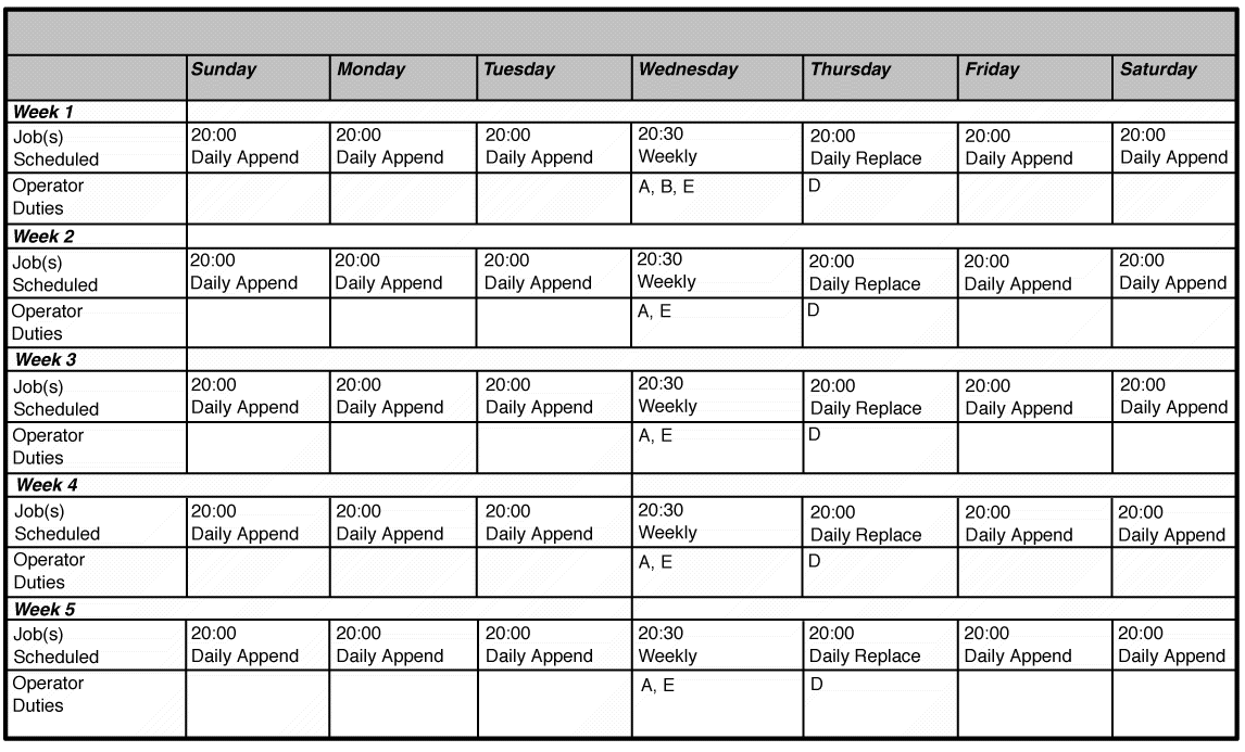 Template Schedule Monthly