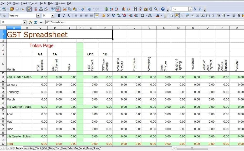 Example Of Bookkeeping Spreadsheet