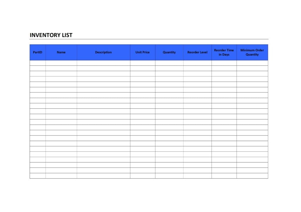 Free Printable Inventory Log Sheet