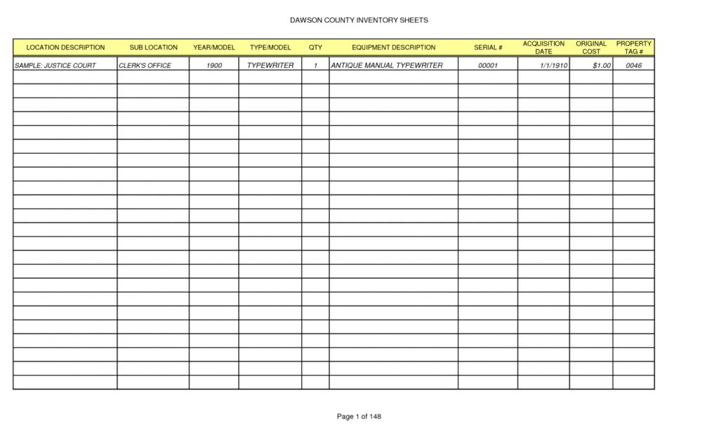 Office Supply Inventory Template