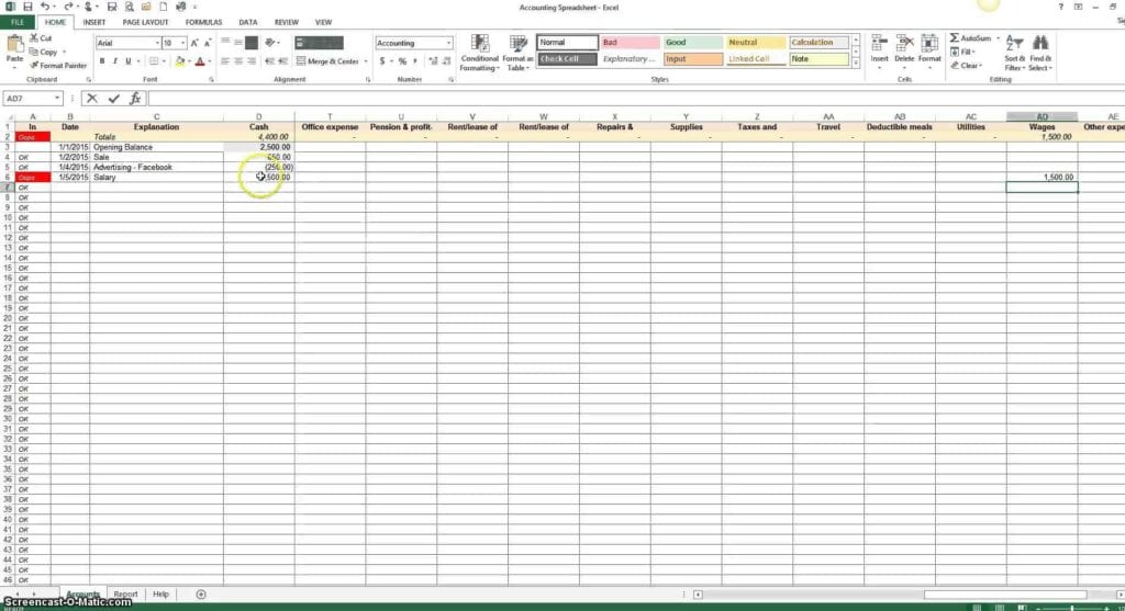 Accounting Spreadsheet For Small Business