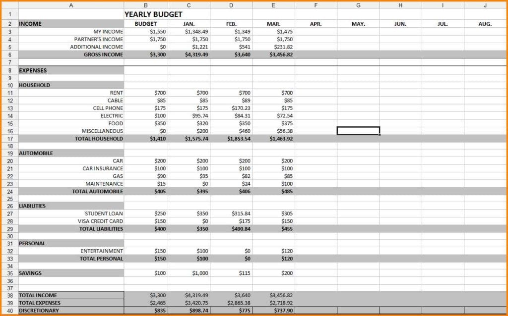 Accounting Spreadsheet Template For Small Business 5