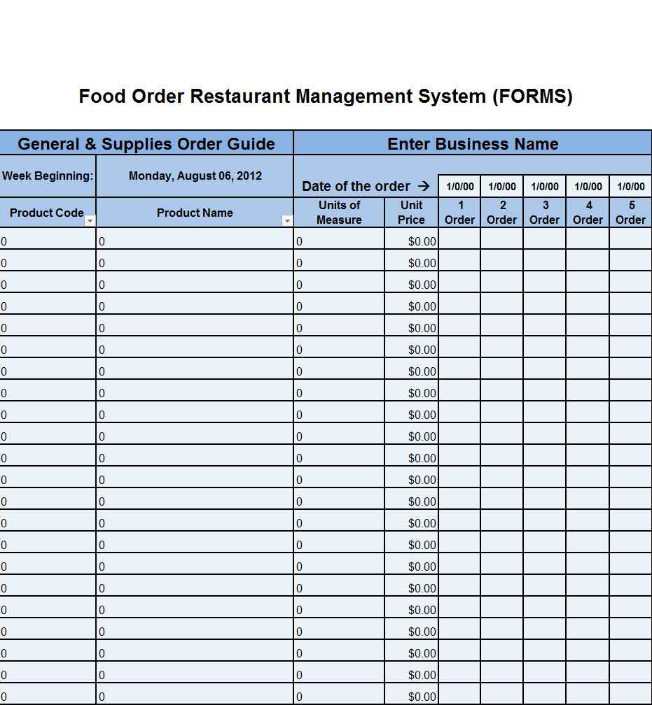 Bar Inventory Control Spreadsheet 