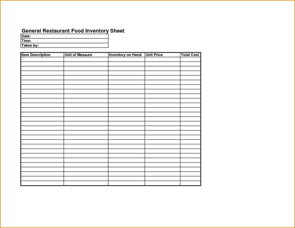 Bar Inventory List Template