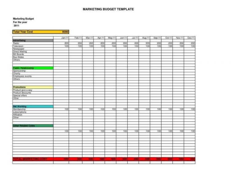 excel budget spread sheet