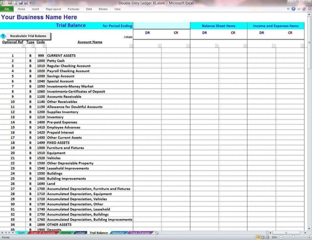 free double entry bookkeeping template spreadsheet