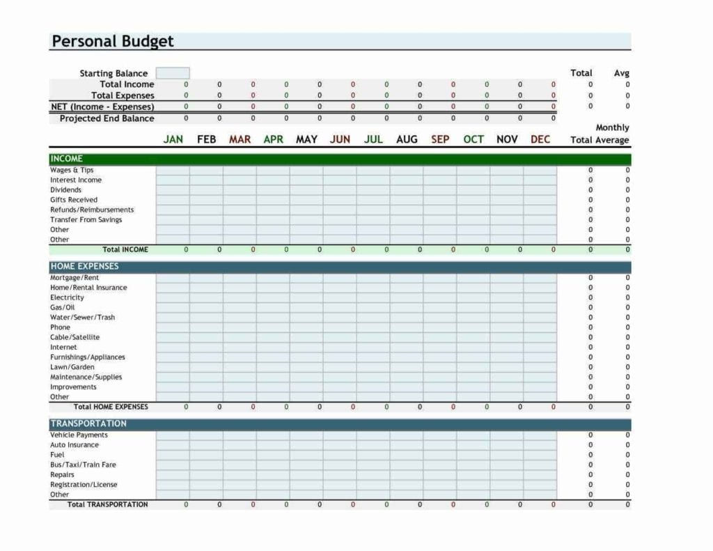 Budget Excel Spreadsheet Free Download 1