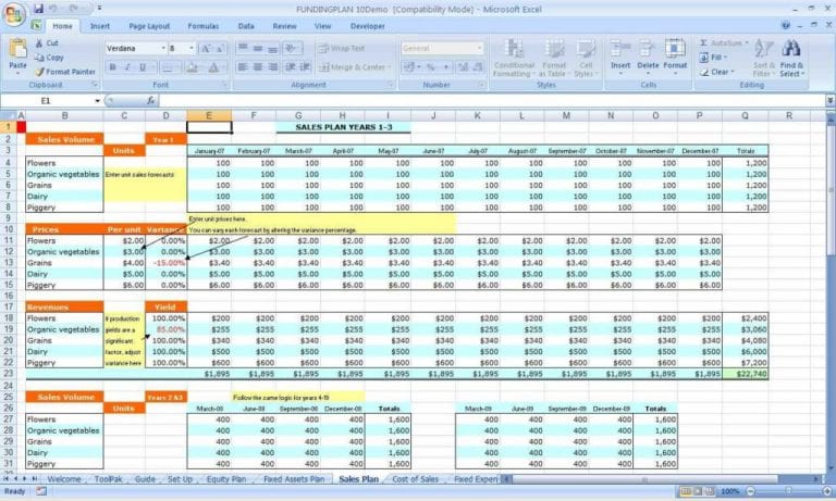 balance forecasting spreadsheet