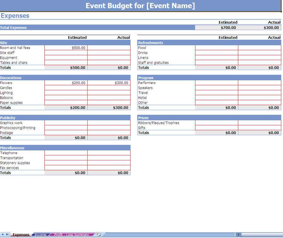 Budget Sheet Template Free Printable