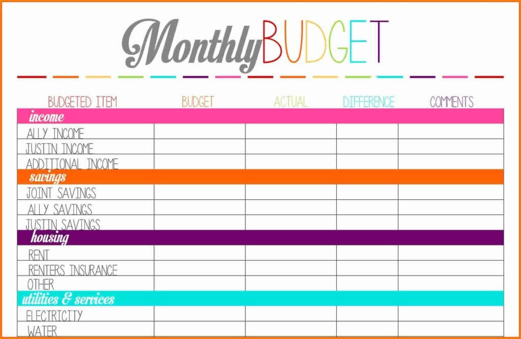 Budget Sheet Template Free