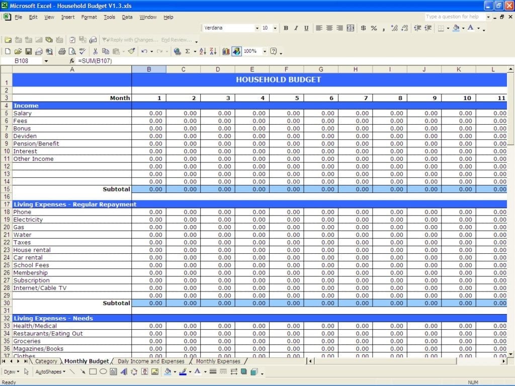 Budget Tracking Spreadsheet Template