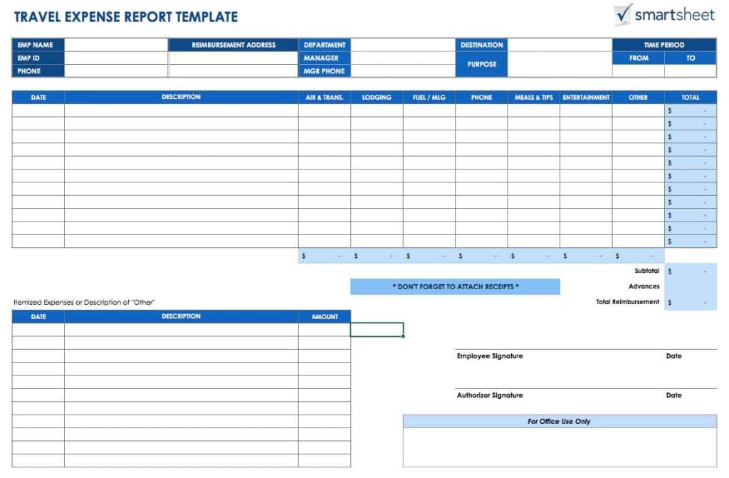 Business Expense Categories Spreadsheet1