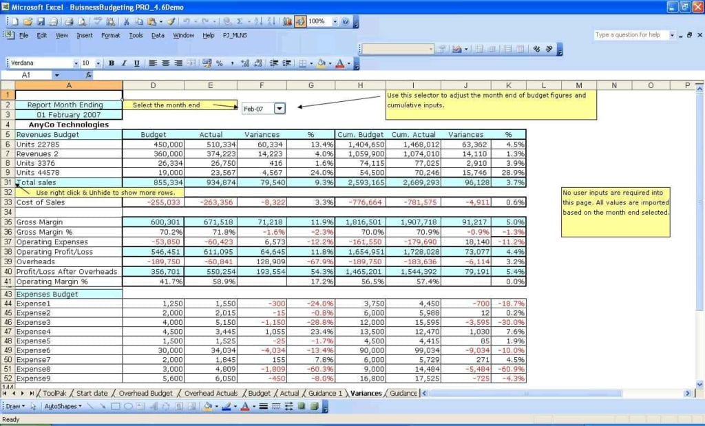 Business Expense Spreadsheet Example 1