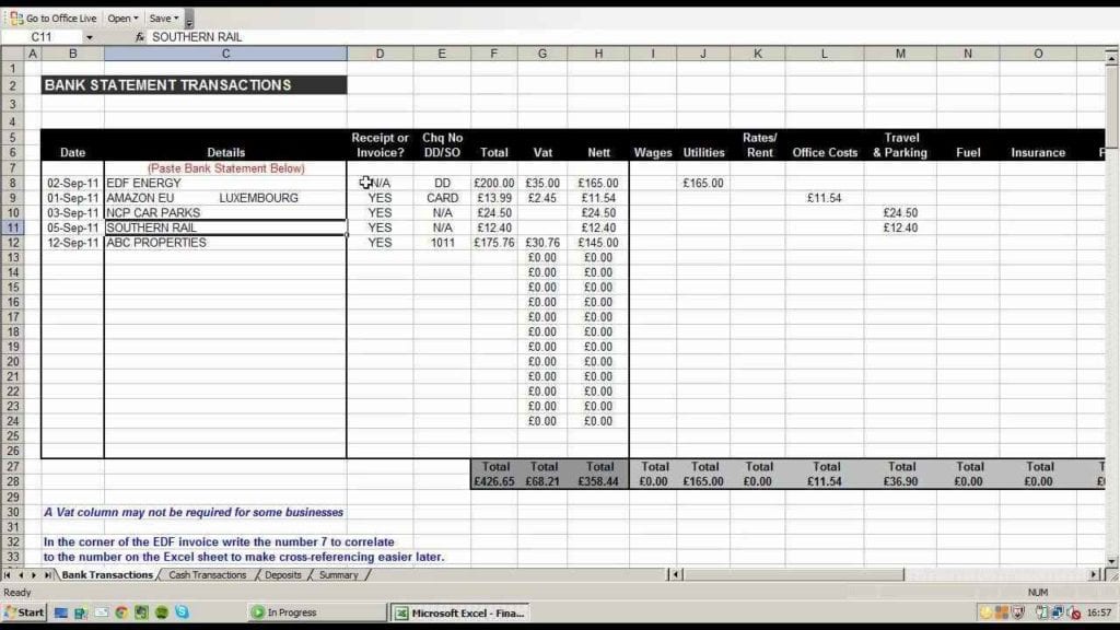 Business Expense Spreadsheet Excel