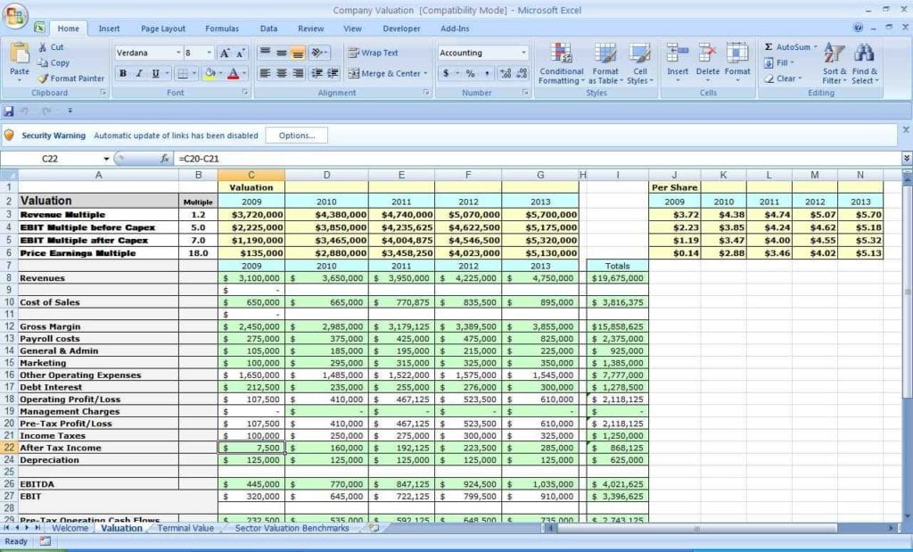 Business Plan Spreadsheet Template Excel