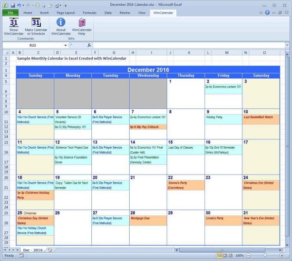 calendar spreadsheet —