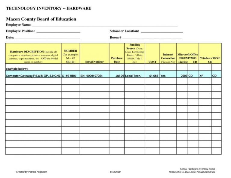 chemical inventory spreadsheet template —