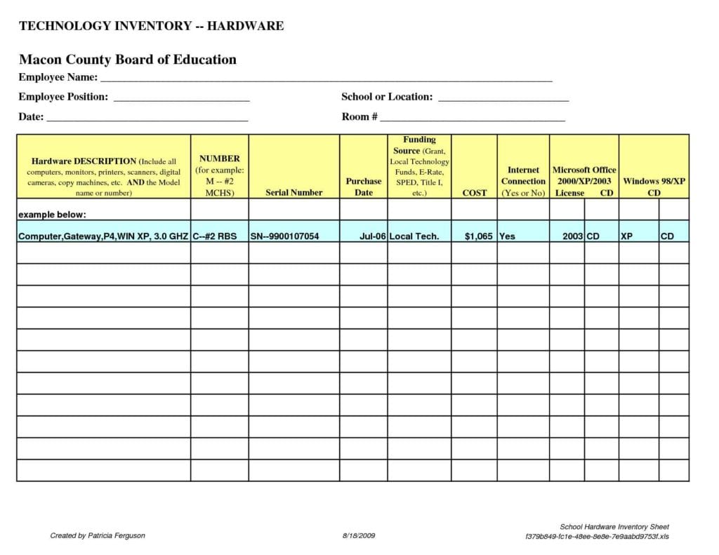 Chemical Inventory Spreadsheet Template