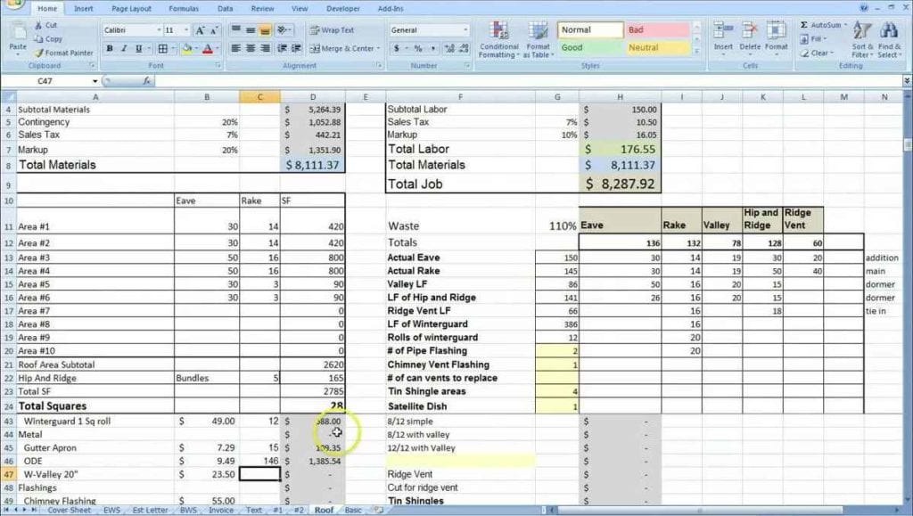 Cost Analysis Spreadsheet Template