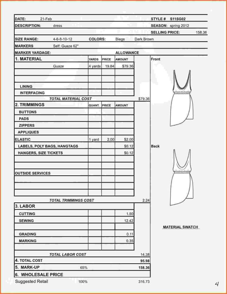 Cost Estimate Spreadsheet Template 3