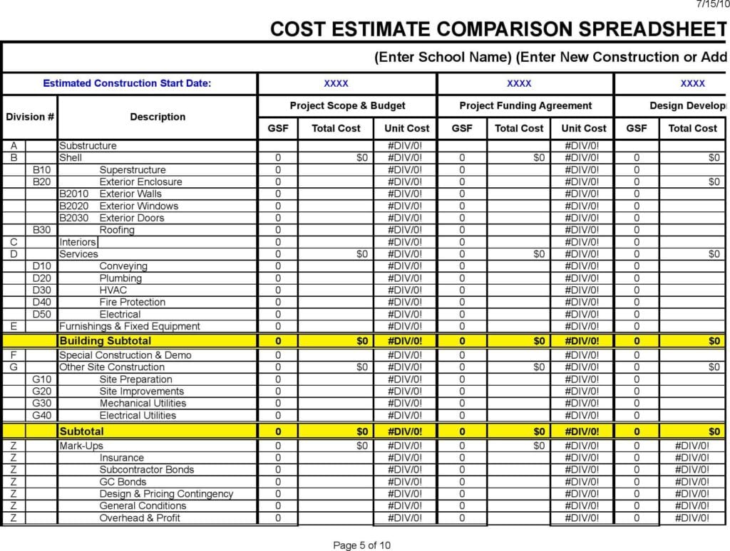 Cost Tracking Spreadsheet Template