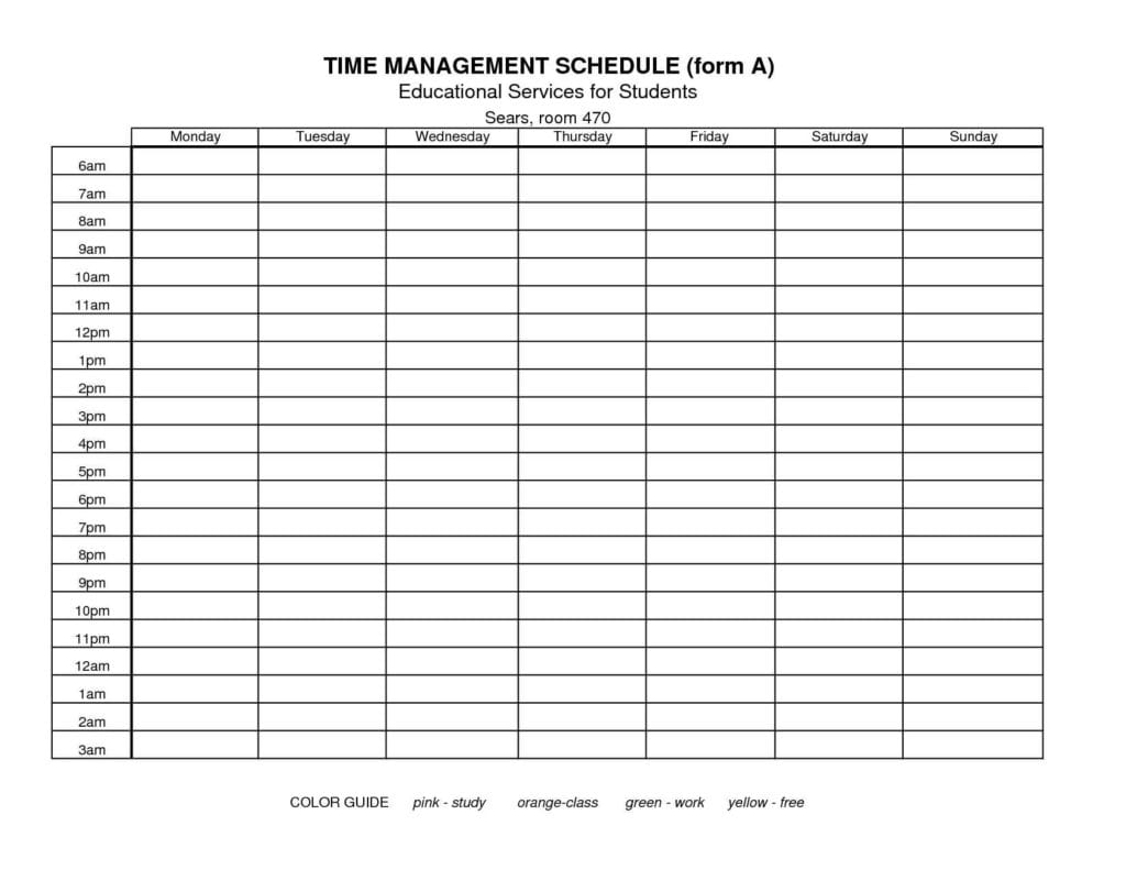 Daily Time Management Sheet Template
