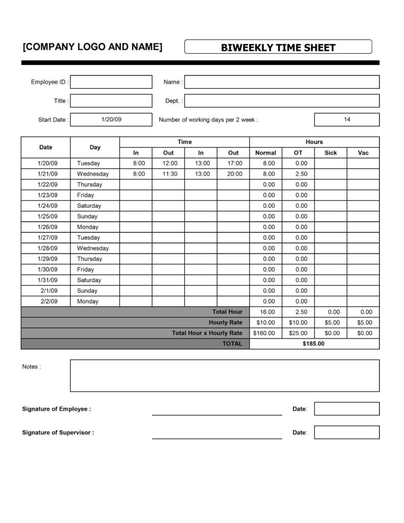 Employee Timesheet Spreadsheet