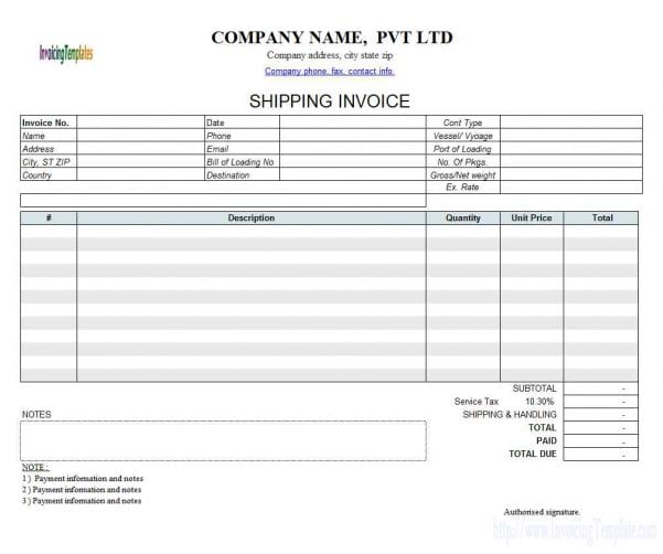 simple excel invoice template