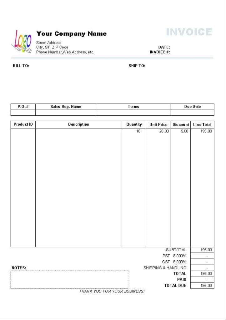 Excel Invoice Template For Mac