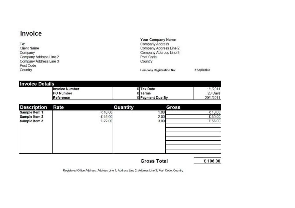 Excel Invoice Template Uk