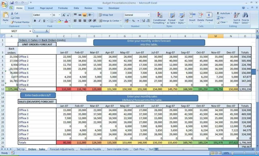 Excel Spreadsheet Budget Example 1