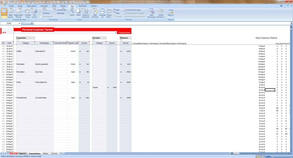 Excel Spreadsheet For Tracking Expenses