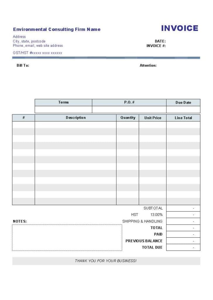 Excel Spreadsheet Invoice
