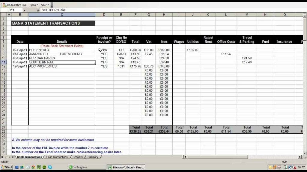 Excel Spreadsheet Monthly Expenses Template