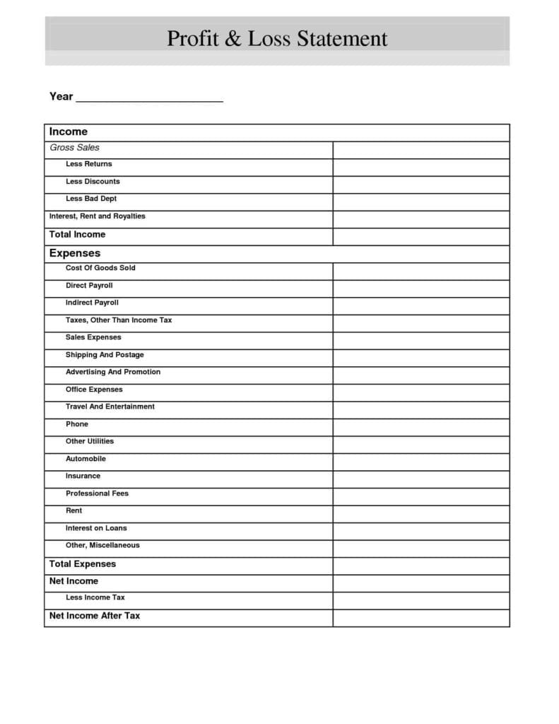 Excel Spreadsheet Profit And Loss Templates