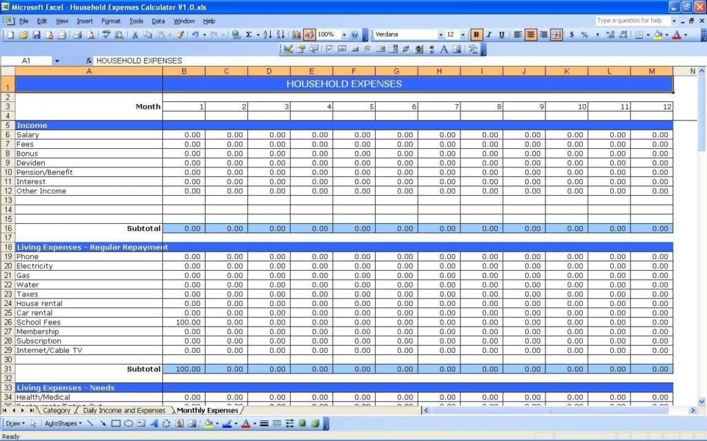 budget plan template excel