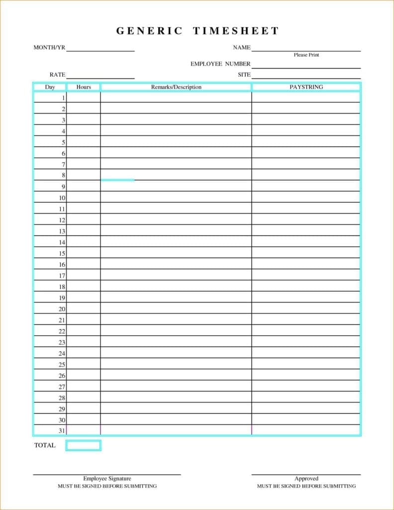 Excel Timesheet Template By Project