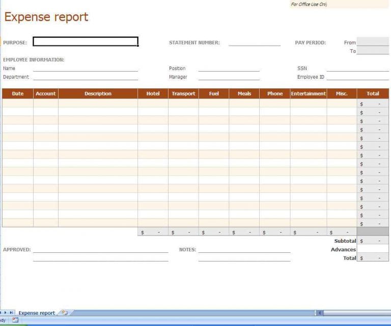 annual business income and expense template
