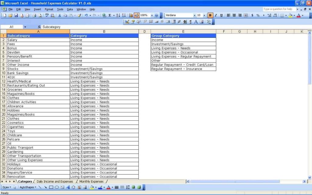 Free Expense Spreadsheet Template