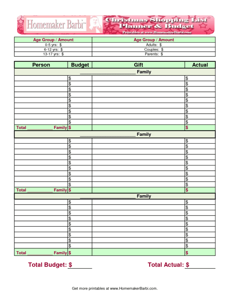 Free Family Monthly Budget Planner Template