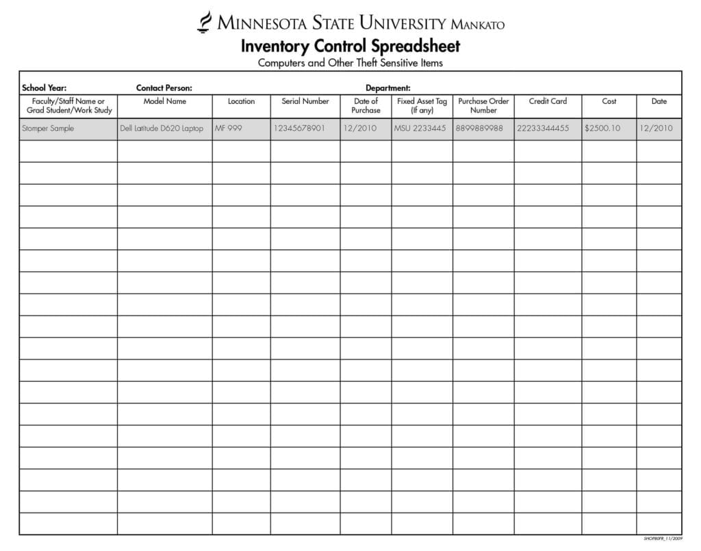 Free Home Inventory Spreadsheet Template For Excel