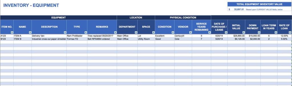 Free Inventory Spreadsheet Template Excel