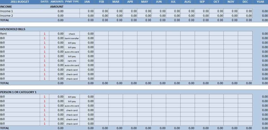 excel personal budget spreadsheets